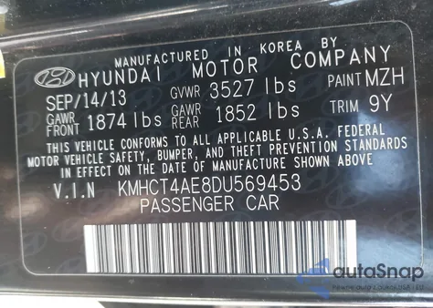 2013 Hyundai Accent Gls z USA, uszkodzony, nr VIN KMHCT4AE8DU569453